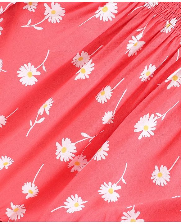 Pine Kids Off Shoulder Sleeves All Over Print Top - Red