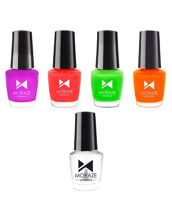 Moraze Combo Pack of 4 Neon Nail Polish Vegan Paraben Free Neon Nail Paint  Hi Lite Candy Floss I Want To Be A Billionaire I Pink I Can 5 ML Each :
