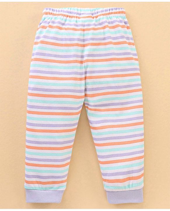 Babyhug Full Sleeves Nightwear Pyjama Set Elephant Print - Purple Blue