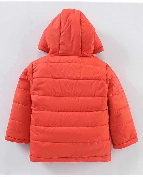 Babyhug Full Sleeves Quilted Hooded Jacket Solid- Orange