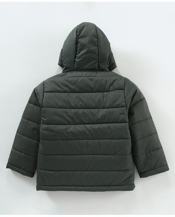 Babyhug Full Sleeves Hooded Solid Winter Jacket - Olive