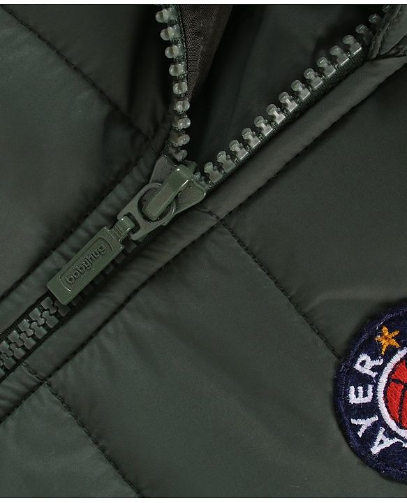Babyhug Full Sleeves Hooded Solid Winter Jacket - Olive