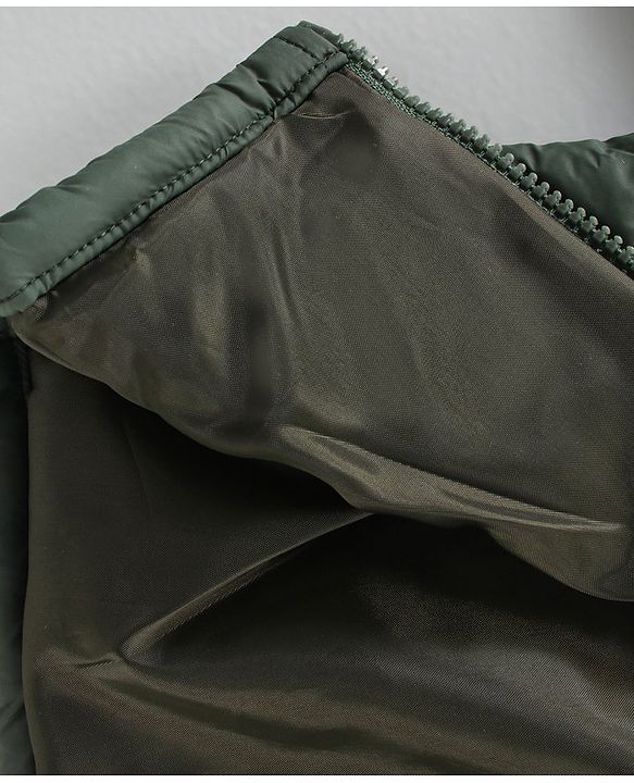 Babyhug Full Sleeves Hooded Solid Winter Jacket - Olive