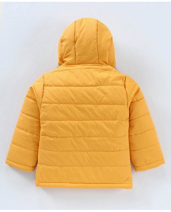 Babyhug Woven Full Sleeves Winter Jacket Solid - Yellow