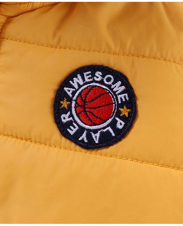 Babyhug Woven Full Sleeves Winter Jacket Solid - Yellow