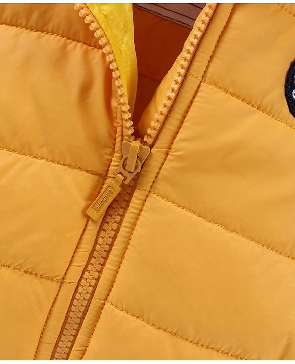Babyhug Woven Full Sleeves Winter Jacket Solid - Yellow
