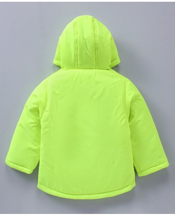 Babyhug Woven Full Sleeves Winter Jacket Solid - Lime