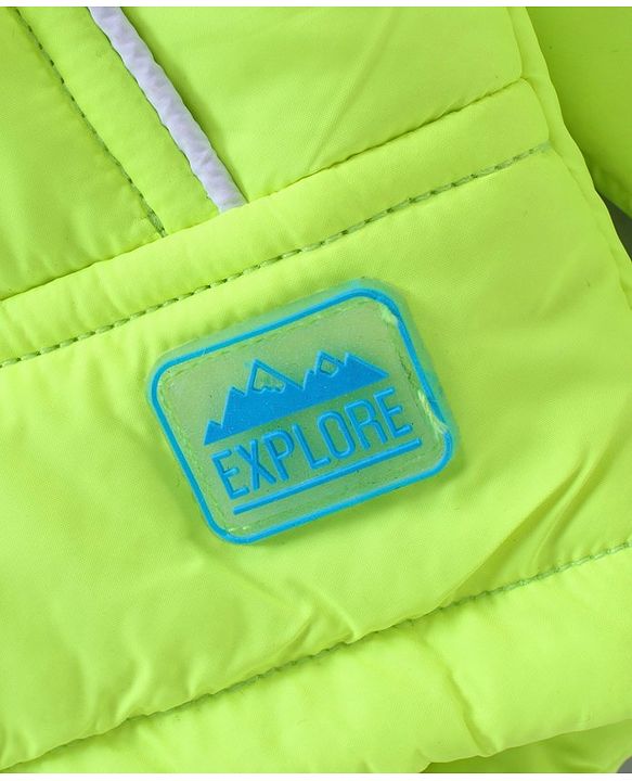 Babyhug Woven Full Sleeves Winter Jacket Solid - Lime