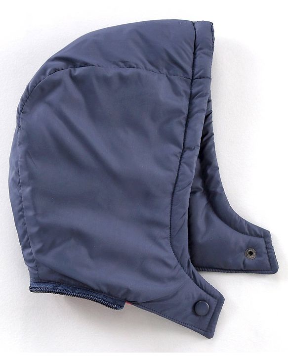 Babyhug Full Sleeves Color Block Detachable Hood Winter Jacket - Red Navy Blue White