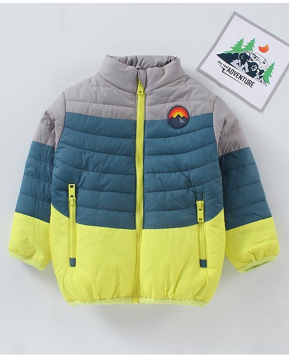Babyhug Full Sleeves Quilted Jacket Colour Block Pattern - Multicolour