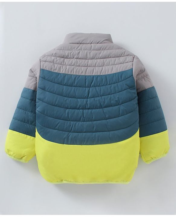 Babyhug Full Sleeves Quilted Jacket Colour Block Pattern - Multicolour
