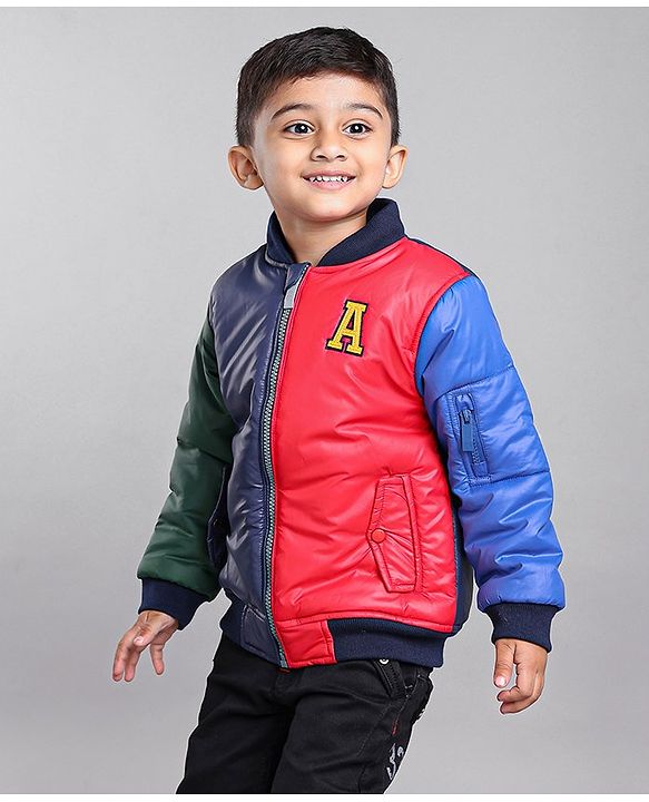Babyhug Full Sleeves Color Block Bomber Jacket - Multicolor
