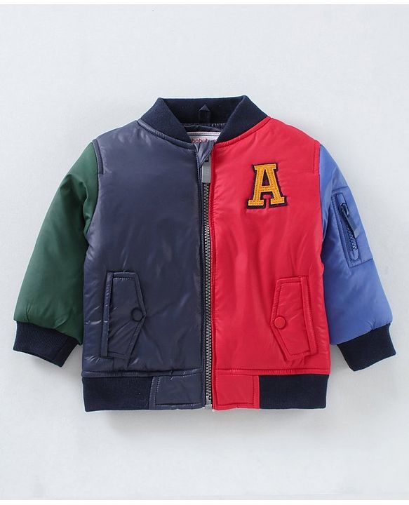 Babyhug Full Sleeves Color Block Bomber Jacket - Multicolor