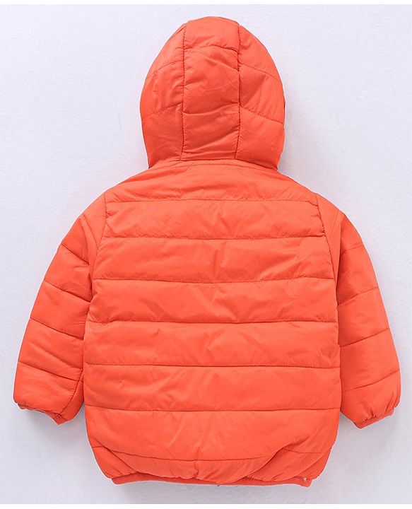 Babyhug Nylon Elastane Full Sleeves Hooded Reversible Jacket - Orange and Blue