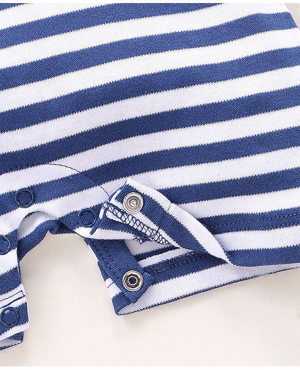 Babyhug 100% Cotton Short Sleeves Romper Teddy Print - Blue