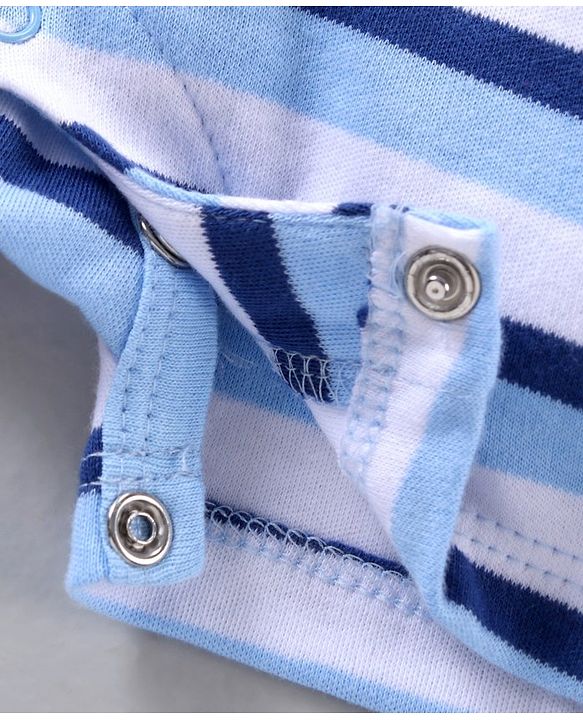 Babyhug 100% Cotton Half Sleeves Romper Bear Face Print - Blue