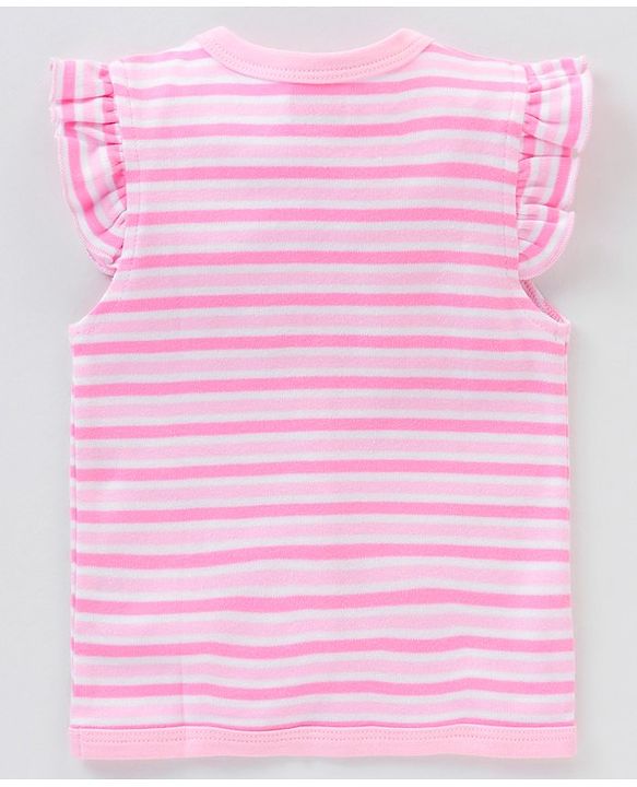 Babyhug 100% Cotton Half Sleeves Striped & Cat Printed Vest Pack Of 3 - Multicolour