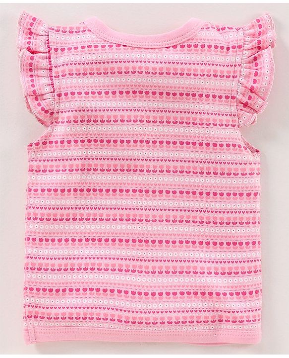 Babyhug 100% Cotton Cap Sleeves Vests Pack of 2 Floral & Polka Dot Print- Multicolor