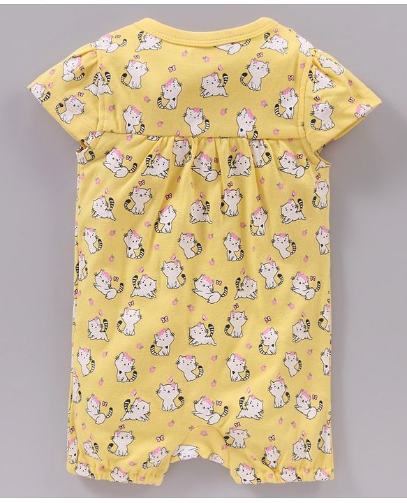 Babyhug Short Sleeves 100% Cotton Romper Pack of 2 - Pink Yellow