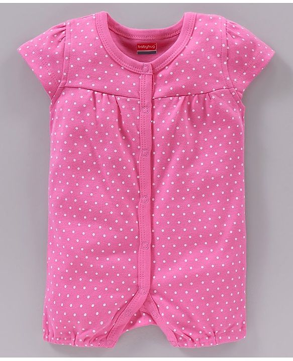 Babyhug Short Sleeves 100% Cotton Romper Pack of 2 - Pink Yellow