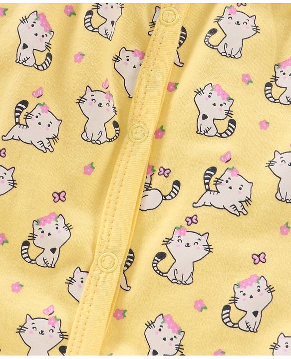 Babyhug Short Sleeves 100% Cotton Romper Pack of 2 - Pink Yellow