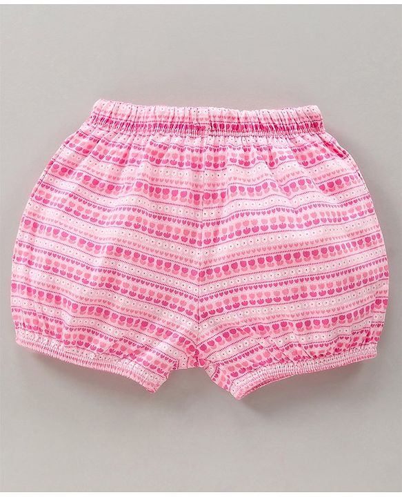 Babyhug 100% Cotton Bloomers Cat Print & Striped Pack Of 5 - Pink Yellow