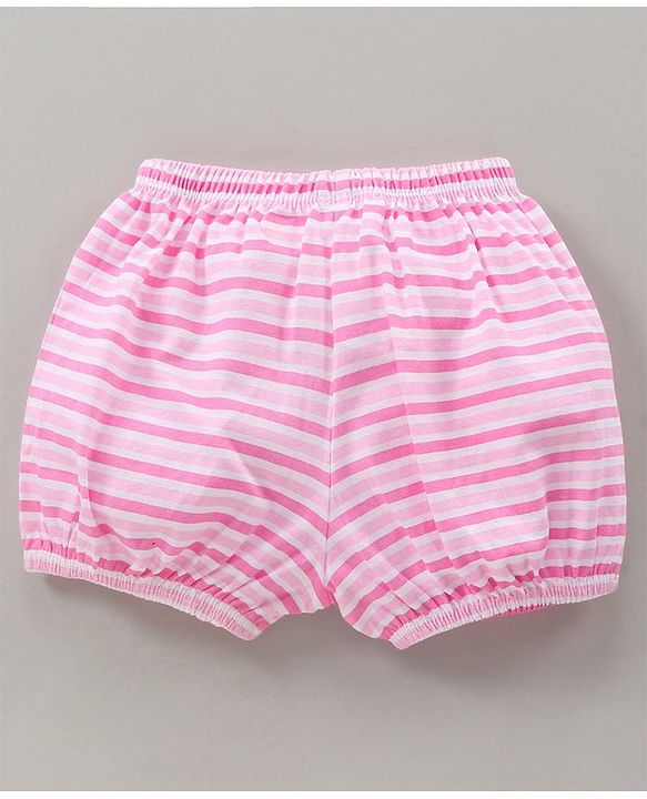 Babyhug 100% Cotton Bloomers Cat Print & Striped Pack Of 5 - Pink Yellow