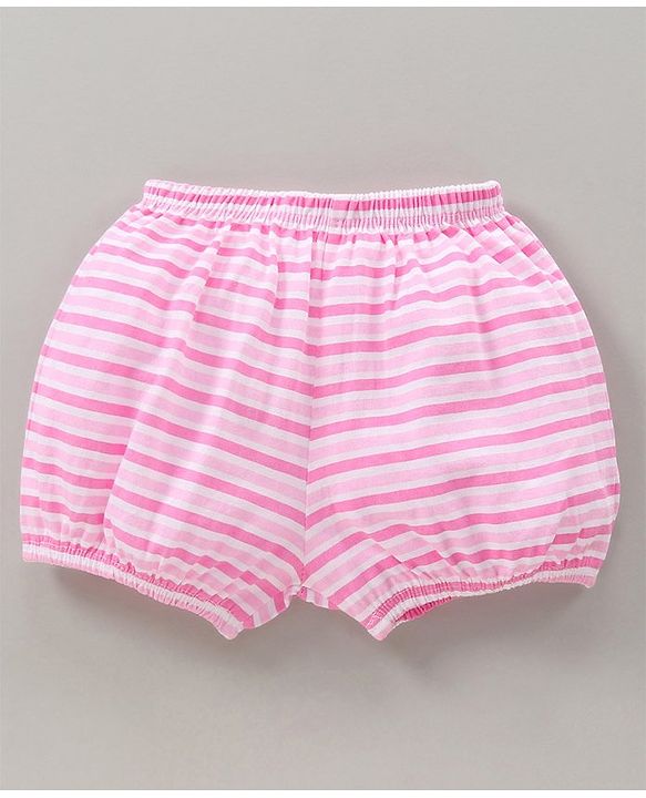 Babyhug 100% Cotton Bloomers Cat Print & Striped Pack Of 5 - Pink Yellow