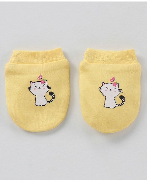 Babyhug 100% Cotton Mittens Set Multi Print Pack Of 3 - Multicolor