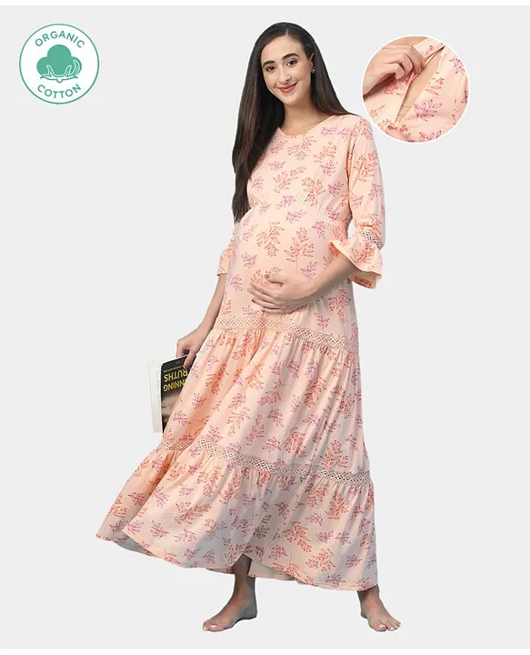 Buy Kuruti B Sheets Cotton Maternity Dress, Pregnancy Dress, Easy Breast  Feeding, Breast Feeding Dress Zippers for Nursing Pre and Post Pregnancy,  Comfortable Kurti for Pregnant Women Off White at Amazon.in