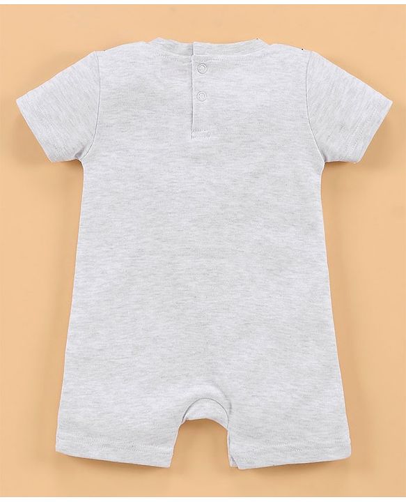 Babyhug Half Sleeves Cotton Romper Printed - Light Grey