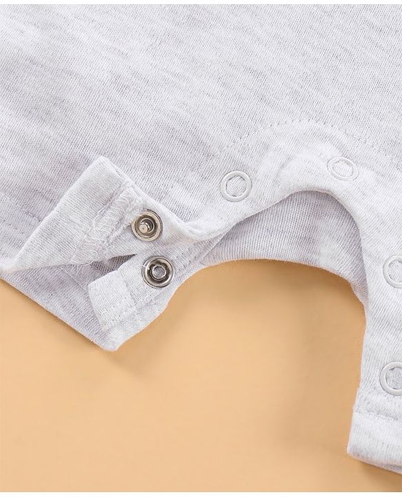 Babyhug Half Sleeves Cotton Romper Printed - Light Grey