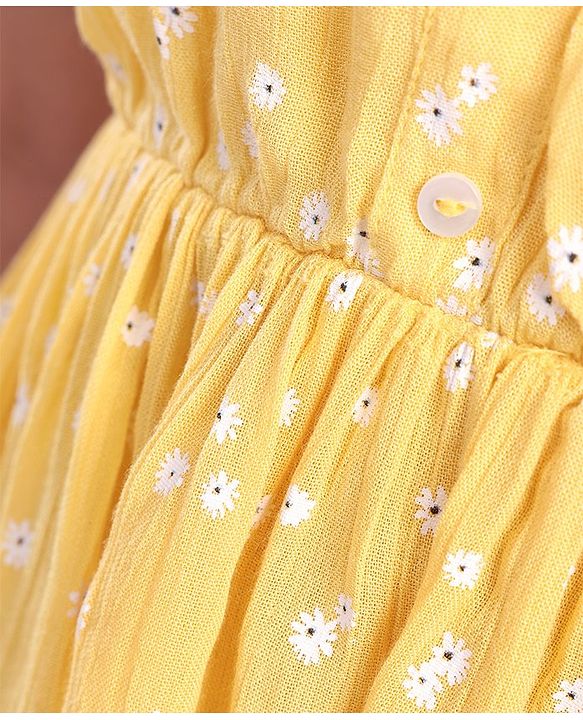 Pine Kids Rayon Sleeveless Crinkle All Over Printed Top - Yellow