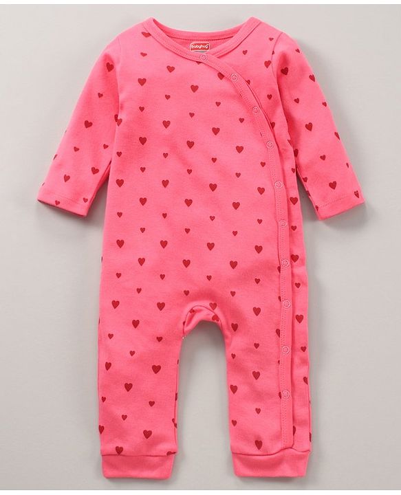 Babyhug 100% Cotton Knit Full Sleeves Rompers Set Heart & Penguin Print Pack of 2 - Multicolour