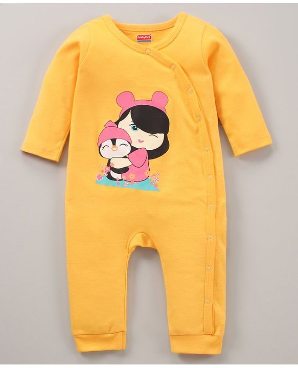 Babyhug 100% Cotton Knit Full Sleeves Rompers Set Heart & Penguin Print Pack of 2 - Multicolour