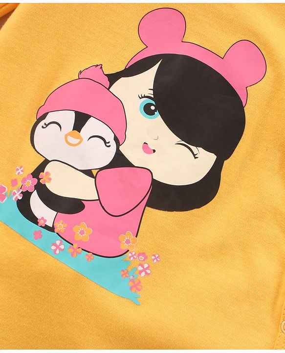 Babyhug 100% Cotton Knit Full Sleeves Rompers Set Heart & Penguin Print Pack of 2 - Multicolour