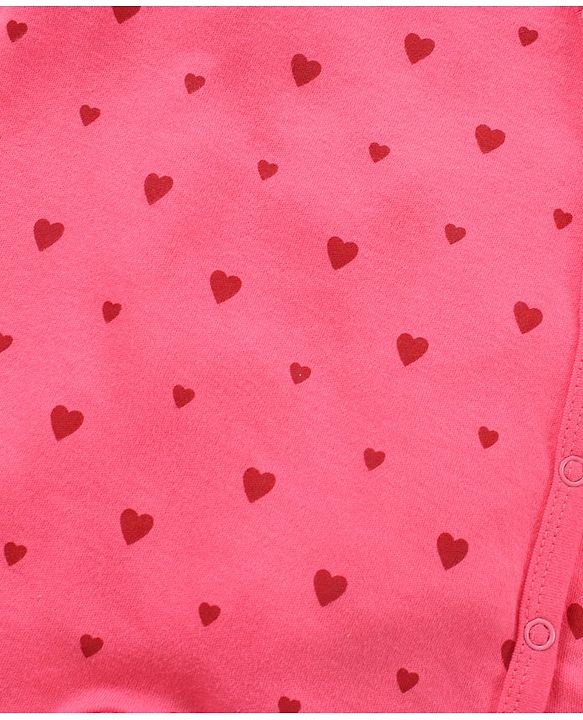 Babyhug 100% Cotton Knit Full Sleeves Rompers Set Heart & Penguin Print Pack of 2 - Multicolour