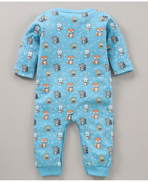 Babyhug 100% Cotton Full Sleeves Fox Print & Striped Rompers Pack Of 2 - Multicolour