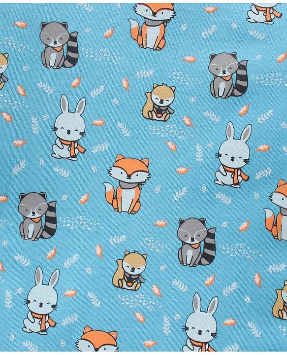 Babyhug 100% Cotton Full Sleeves Fox Print & Striped Rompers Pack Of 2 - Multicolour