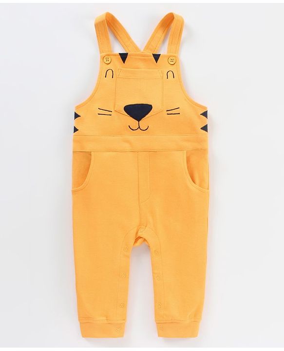 Babyhug Half Sleeves Dungaree Style Romper With Inner Tee Stripe Print - Yellow