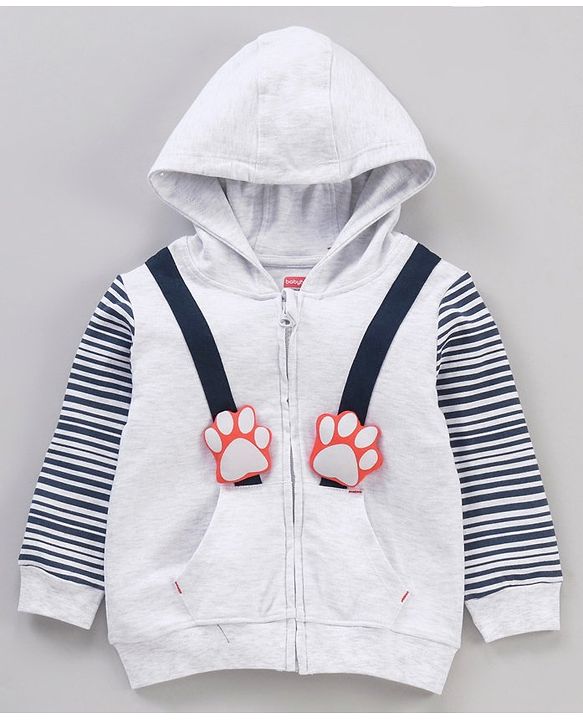 Babyhug Half Sleeves T-Shirt & Hooded Jacket With Joggers Tiger Print - White Orange Blue