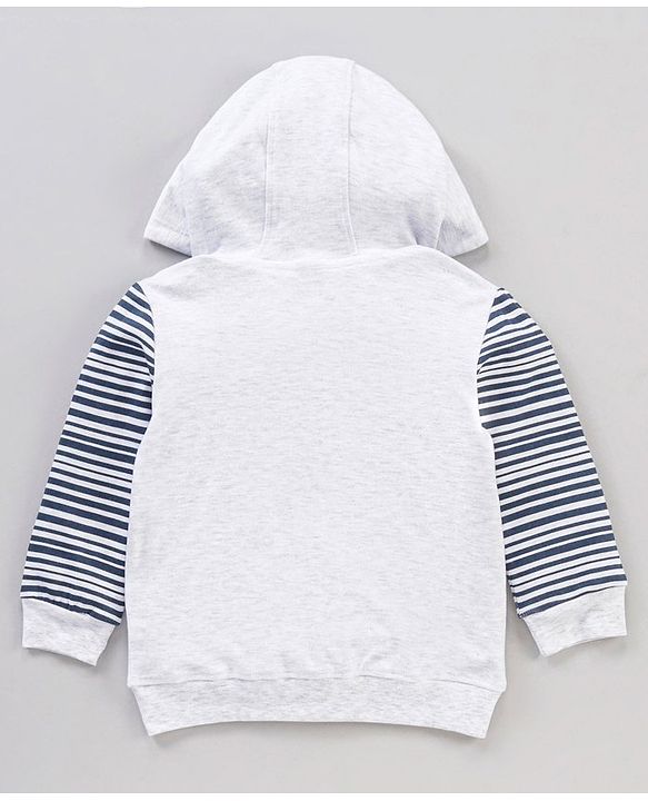 Babyhug Half Sleeves T-Shirt & Hooded Jacket With Joggers Tiger Print - White Orange Blue
