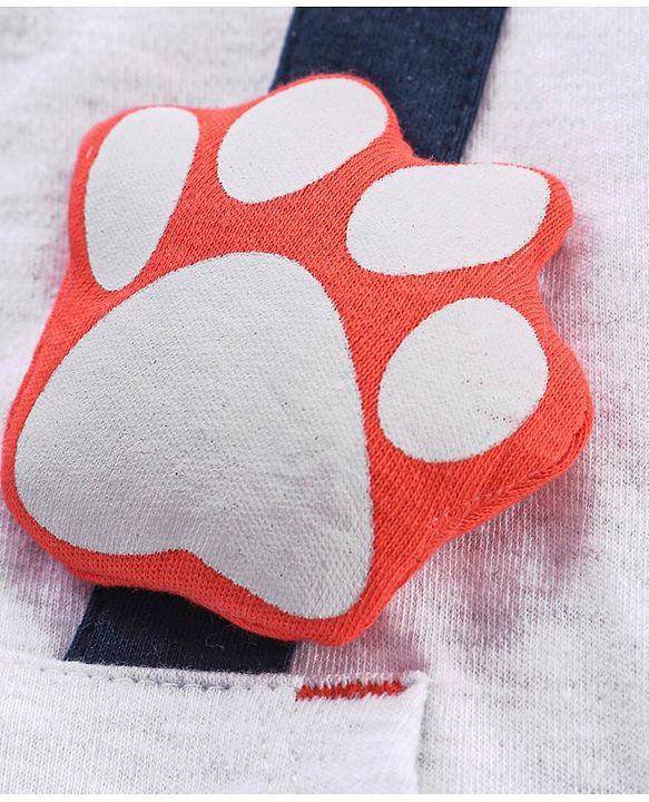 Babyhug Half Sleeves T-Shirt & Hooded Jacket With Joggers Tiger Print - White Orange Blue