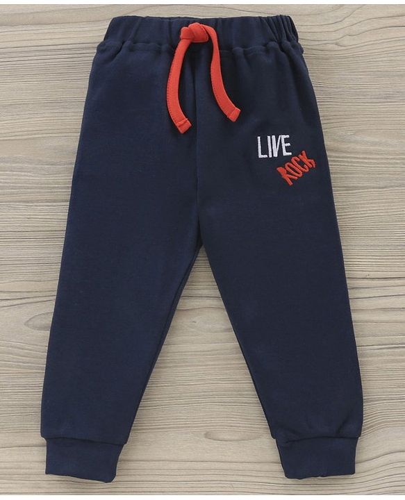 Babyhug Half Sleeves T-Shirt & Hooded Jacket With Joggers Text Print - Orange Navy Blue