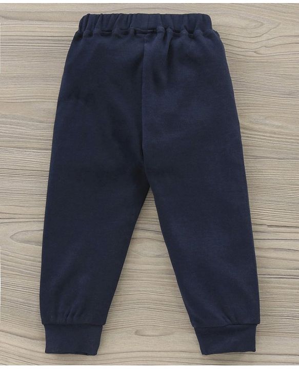 Babyhug Half Sleeves T-Shirt & Hooded Jacket With Joggers Text Print - Orange Navy Blue