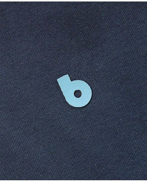 Babyhug Half Sleeves Cotton Solid T-Shirt with Logo - Navy