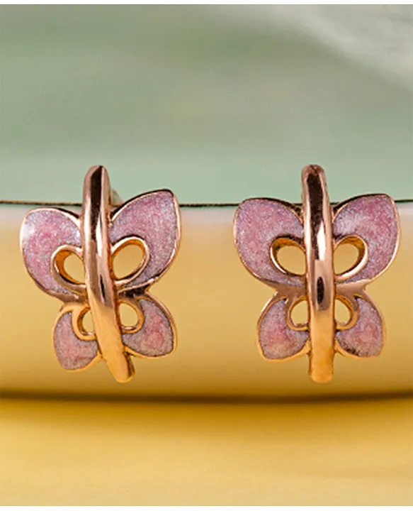Purple African Amethyst 10k Yellow Gold Childrens Butterfly Stud Earrings  .24ctw - CWP066C | Stud earrings, Butterfly earrings stud, Earrings