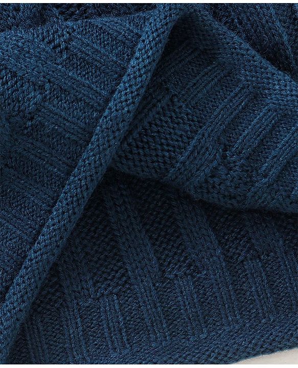 Babyhug Full Sleeves Knit Pullover Cable Knit Sweater - Navy Blue