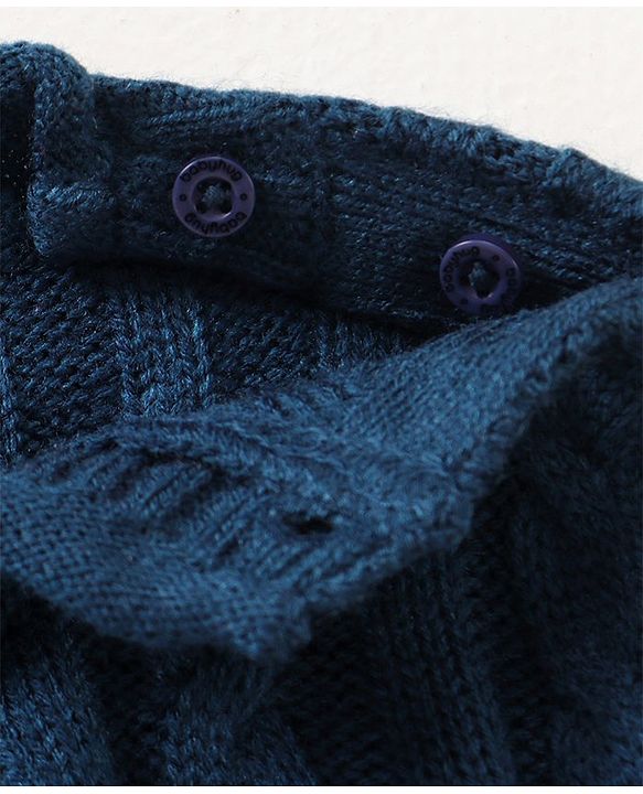 Babyhug Full Sleeves Knit Pullover Cable Knit Sweater - Navy Blue