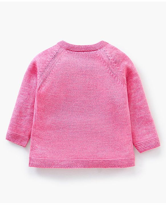 Babyhug Full Sleeves Baby Sweater Set With Cap Bunny Patch- Pink